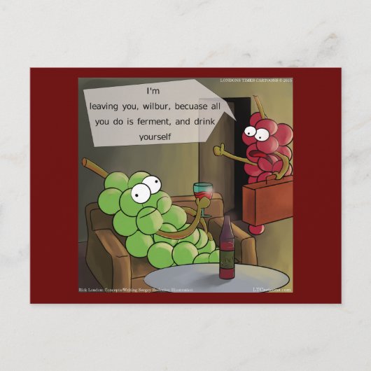 Traubenbruch Funny Food, Wine & Marriage Comic Postkarte (Vorderseite)