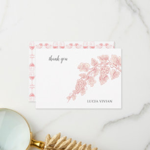 Traubenfrüchte Pflanze Champagner Retro Dankeskarte