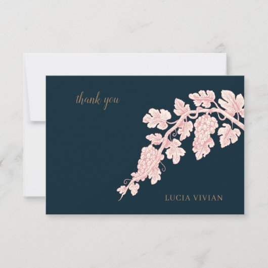 Traubenfrüchte Pflanze Champagner Retro Dankeskarte (Vorderseite)