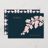 Traubenfrüchte Pflanze Champagner Retro Dankeskarte (Vorne/Hinten)