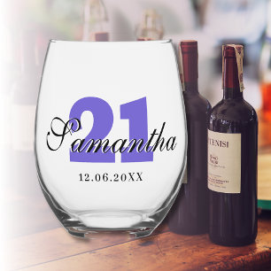 TraubenGeburtstagsnummer   Black 3D Name Date Weinglas Ohne Stiel