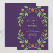 Traubengold-Kranz-Hochzeit Einladung (Vorne/Hinten)