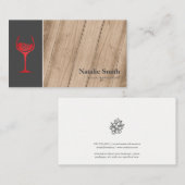 Traubenkern | Rotes Weinglas | Holz Visitenkarte (Vorne/Hinten)