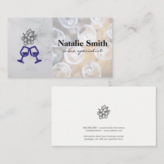 Traubenkern | Rotes Weinglas | Verkostung Visitenkarte (Vorne/Hinten)