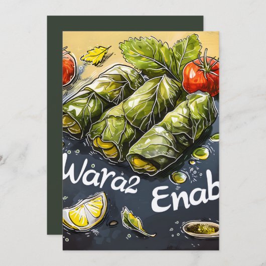 Traubenleder Güte: Authentischer Wara2 Enab Dawali Einladung (Vorne/Hinten)