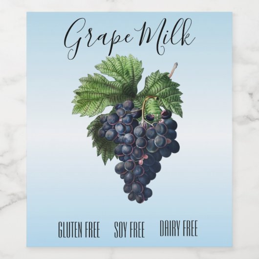 Traubenmilch Milchmilch Soy Gluten Funny Weinetikett (Einzelnes Label)