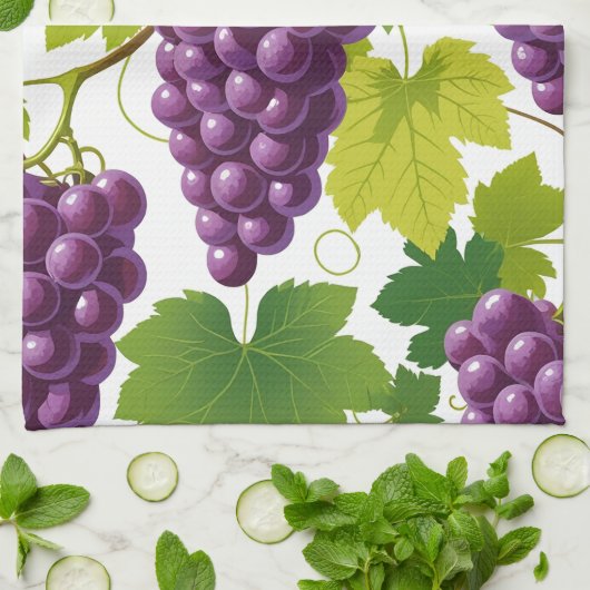 Traubenmuster Geschirrtuch (Gefaltet)