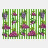 Traubenmuster Streifen Sommer Obstwein Weinkeller Geschenkpapier Set (Vorderseite 2)