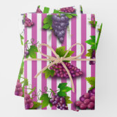 Traubenmuster Streifen Sommer Obstwein Weinkeller Geschenkpapier Set (Beispiel)