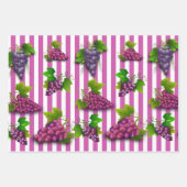 Traubenmuster Streifen Sommer Obstwein Weinkeller Geschenkpapier Set (Vorderseite)
