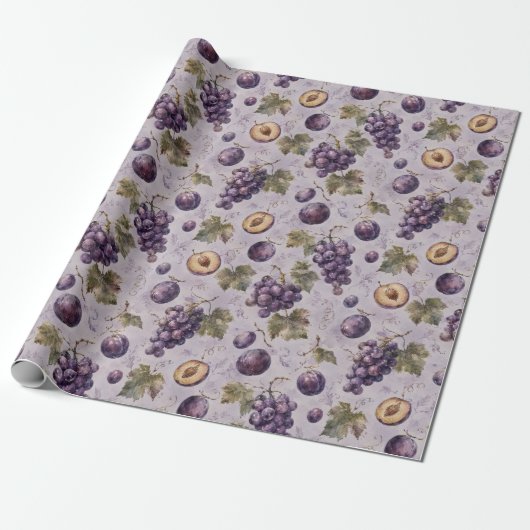 Traubenpflaume Wasserfarbe Frucht Muster Geschenk Geschenkpapier (Ungerollt)