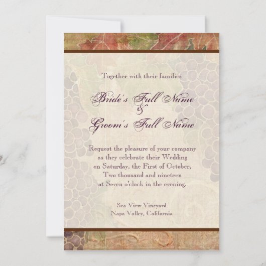 Traubenrebe Einladung (Rückseite)