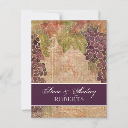 Traubenrebe Hochzeitsgeschichten - Flachkarte Mitteilungskarte (Vorderseite)