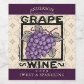 Traubenroter Wein hausgemachte Straupe herzlich Weinetikett (Einzelnes Label)