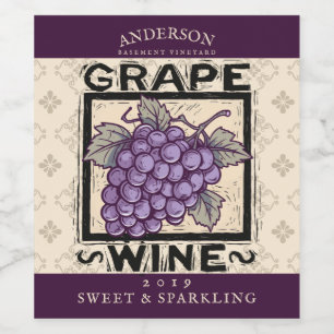 Traubenroter Wein hausgemachte Straupe herzlich Weinetikett