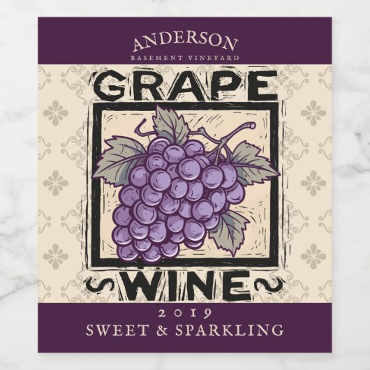 Traubenroter Wein hausgemachte Straupe herzlich Weinetikett (Einzelnes Label)