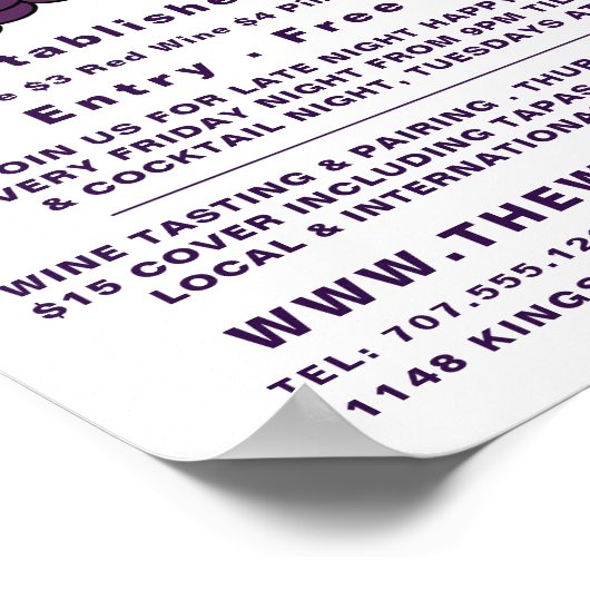 Traubensaal, Weinwerbung/Bar Poster (Ecke)