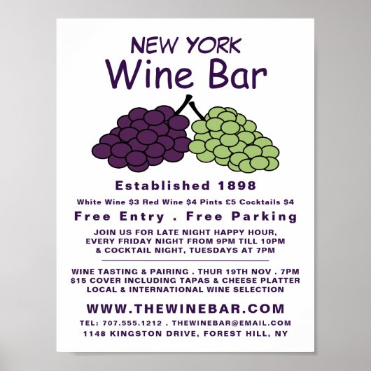 Traubensaal, Weinwerbung/Bar Poster (Vorne)