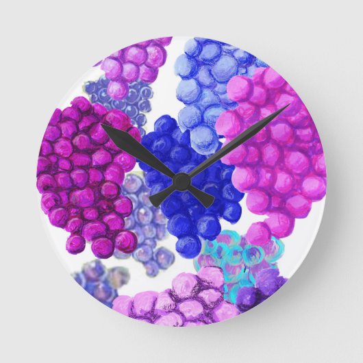 Traubensäcke Runde Wanduhr (Vorderseite)