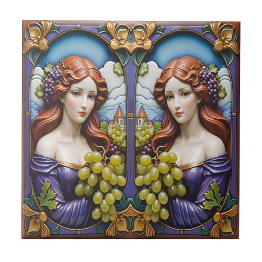 Traubensammler Keramik Tile Fliese (Vorderseite)