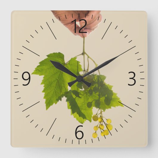 Traubenstrauch Quadratische Wanduhr (Vorderseite)