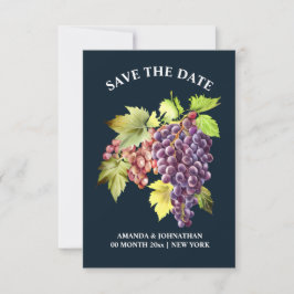 Traubenstrauch Roter Weinkeller Hochzeit Blau Save The Date