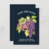 Traubenstrauch Roter Weinkeller Hochzeit Blau Save The Date (Vorne/Hinten)