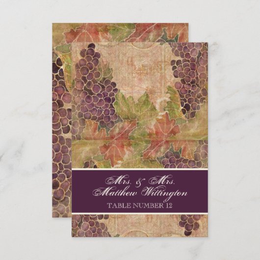 Traubentrester Hochzeit Tischnummer Sitzplatz (Vorne/Hinten)