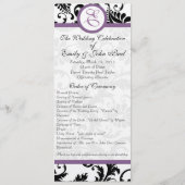 Traubentrim Black Damask Wirbel Hochzeitsprogramm Programm (Vorderseite)