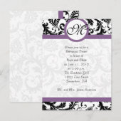 Traubentrim Black Damask Wirbel Probe Abendessen Einladungspostkarte (Vorne/Hinten)