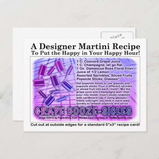 Traubenverstärker Rezept Postkarte (Vorne/Hinten)