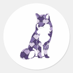 Traubenviertel und Diamantfuchs Lila Runder Aufkleber