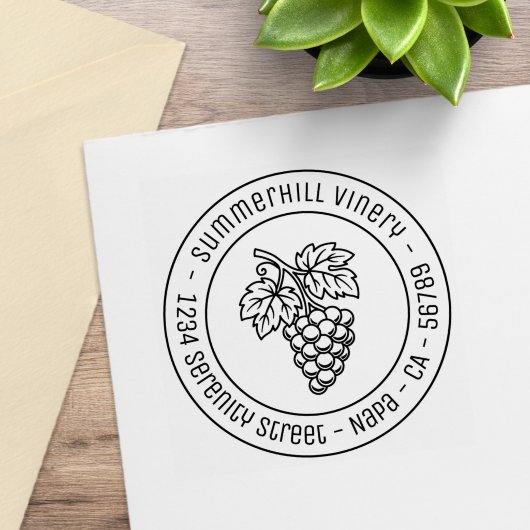 Traubenweinberg Runde Adresse Gummistempel