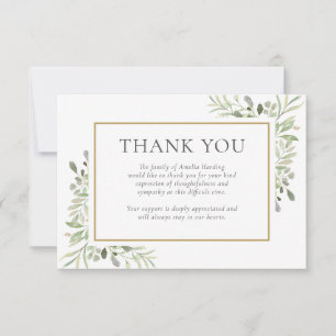 Trauer Dankes Foto Botanische Aquarellkarte Dankeskarte