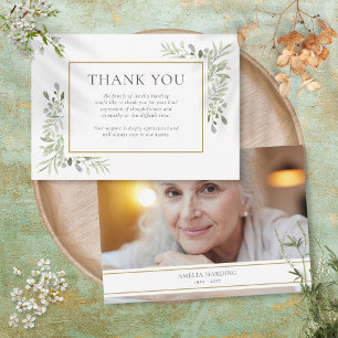 Trauer Gedenk Aquarell Laub Foto Dankeskarte