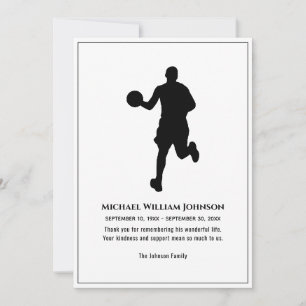 Trauer Gedenken Schwarz-Weiß Basketballspieler Dankeskarte