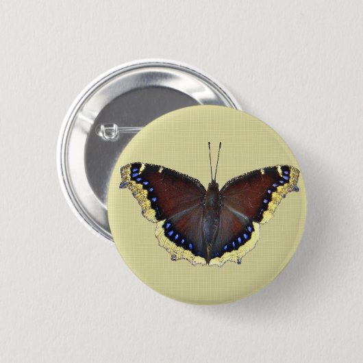 Trauer-Mantel-Schmetterling - Nymphalis antiopa Button (Vorne & Hinten)