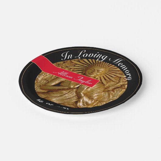 Trauer über Buddha-Segen / Gedenkstätte, Beerdigun Pappteller (Schrägansicht)