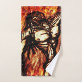 Trauer und Depression Kohle Zeichnete auf Feuer Badhandtuch Set (Handtuch)