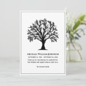 Trauerdenkmal Schwarz-Weiß-Baum Dankeskarte (Stehend Vorderseite)