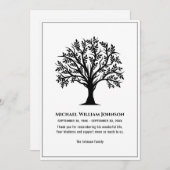 Trauerdenkmal Schwarz-Weiß-Baum Dankeskarte (Vorne/Hinten)
