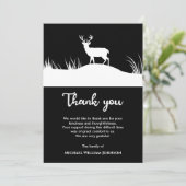 Trauerdenkmal Schwarz-Weiß-Minimalistisch Dankeskarte (Stehend Vorderseite)