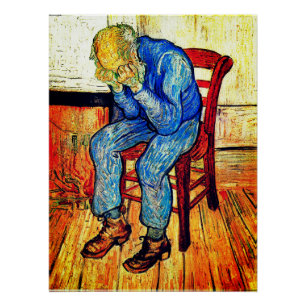 Trauerender alter Mann am Tor der Ewigkeit Poster