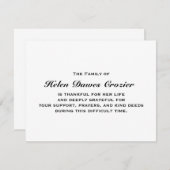 Trauerfall und Beileid flaches Notecard Dankeskarte (Vorne/Hinten)