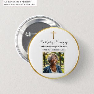Trauerfeier Goldkreuz Foto Beerdigung Button