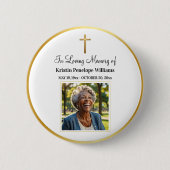 Trauerfeier Goldkreuz Foto Beerdigung Button (Vorderseite)