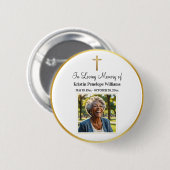 Trauerfeier Goldkreuz Foto Beerdigung Button (Vorne & Hinten)