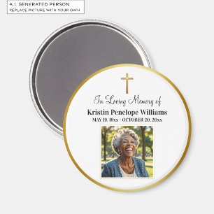 Trauerfeier Goldkreuz Foto Beerdigung Magnet