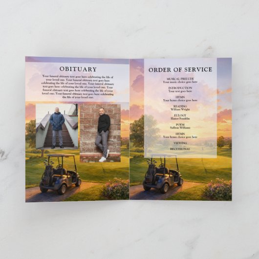 Trauerfeier-Golfbuggy-Gedenk-Programm  Programm (Innenseite)
