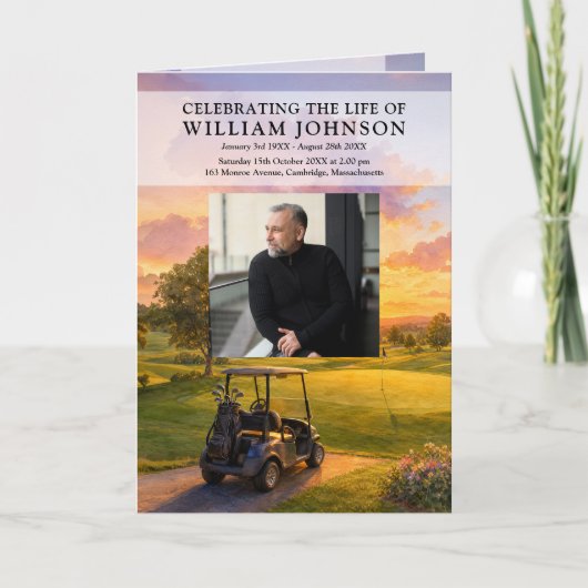 Trauerfeier-Golfbuggy-Gedenk-Programm Programm (Vorderseite)